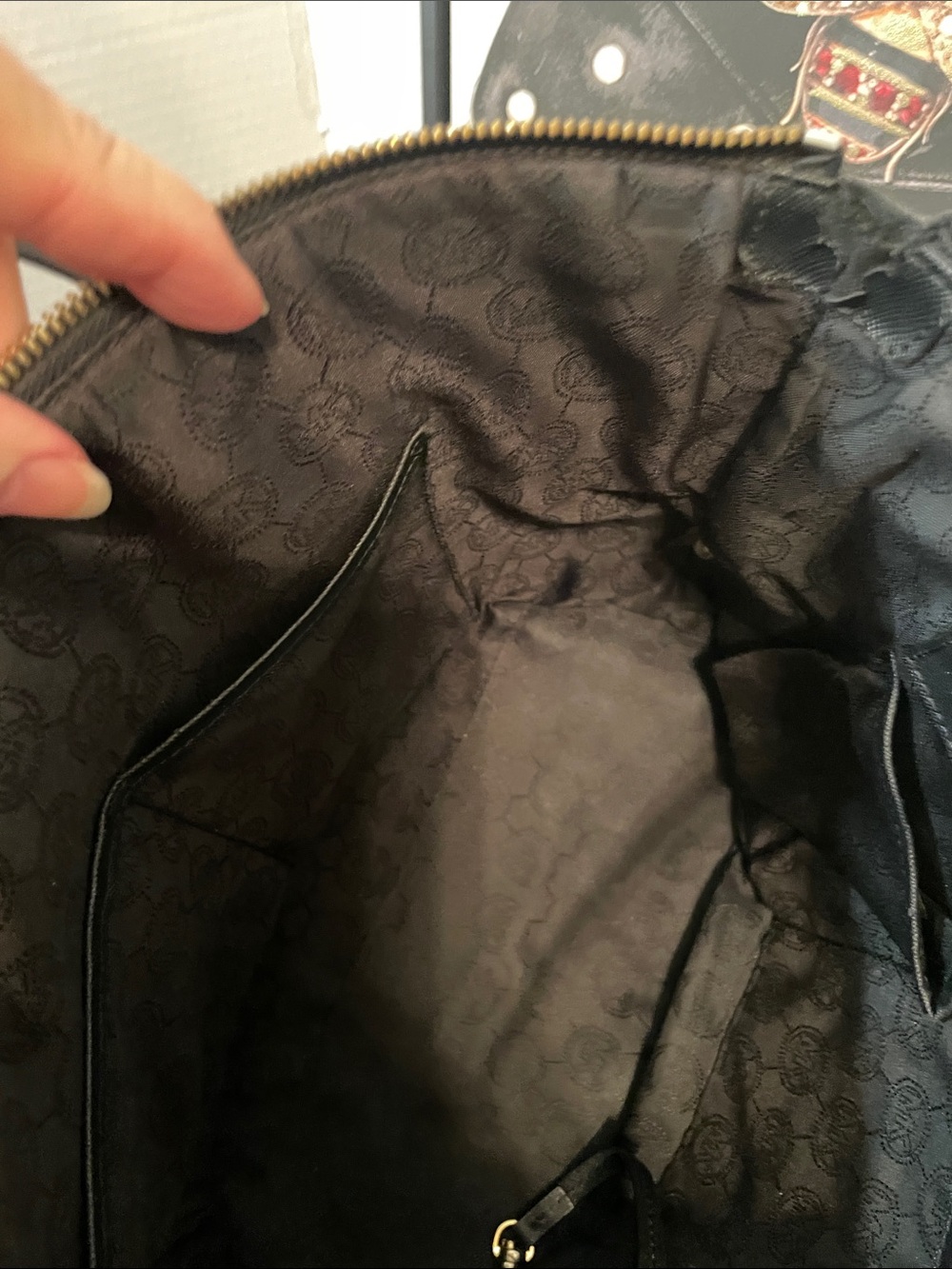 Michael Kors Black Leather Logo Tote with Gold Hardware - Picture 5 of 13